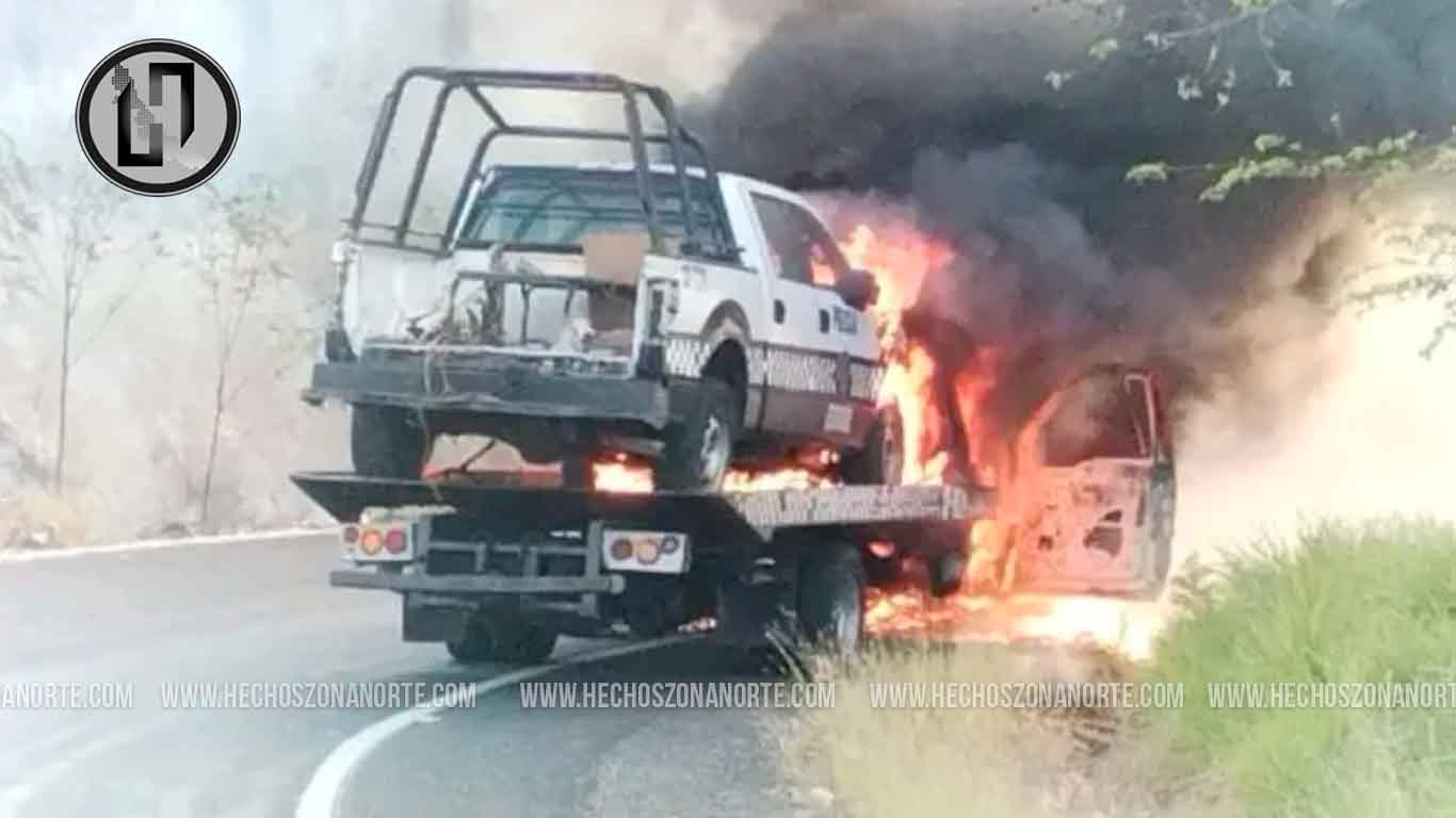 Incendio de grúa destruye patrulla en tramo La Curva de Camarón